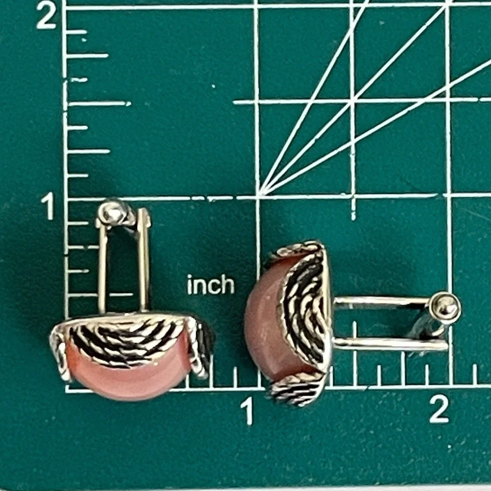 Moonglow Lucite Swank Cufflinks Rose Pink Vintage 1960s Silver Tone
